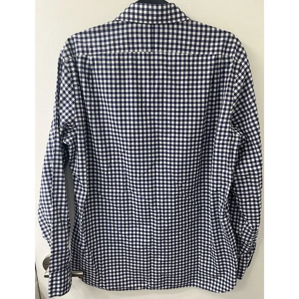 J. Crew Men's Large Ludlow‎ 120's 2 Ply Button Up LSleeve Plaid Check Blue White